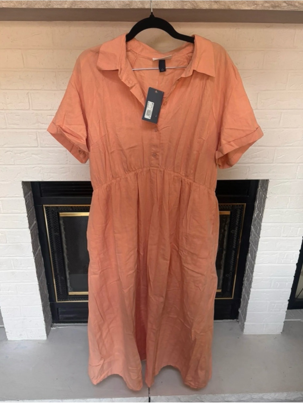 Casual Collared Midi Dress in Peach - Universal Thread